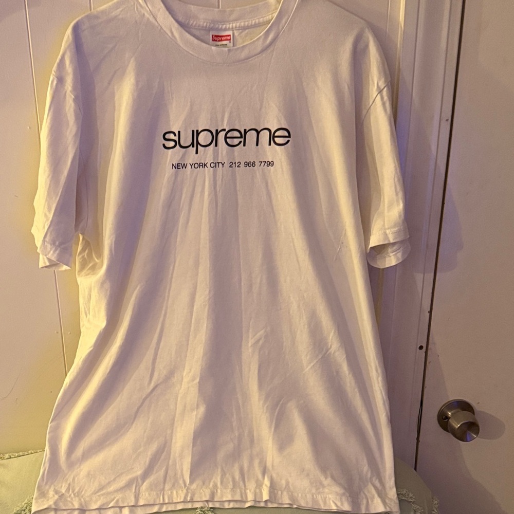 Supreme White Tee with Black Center Logo